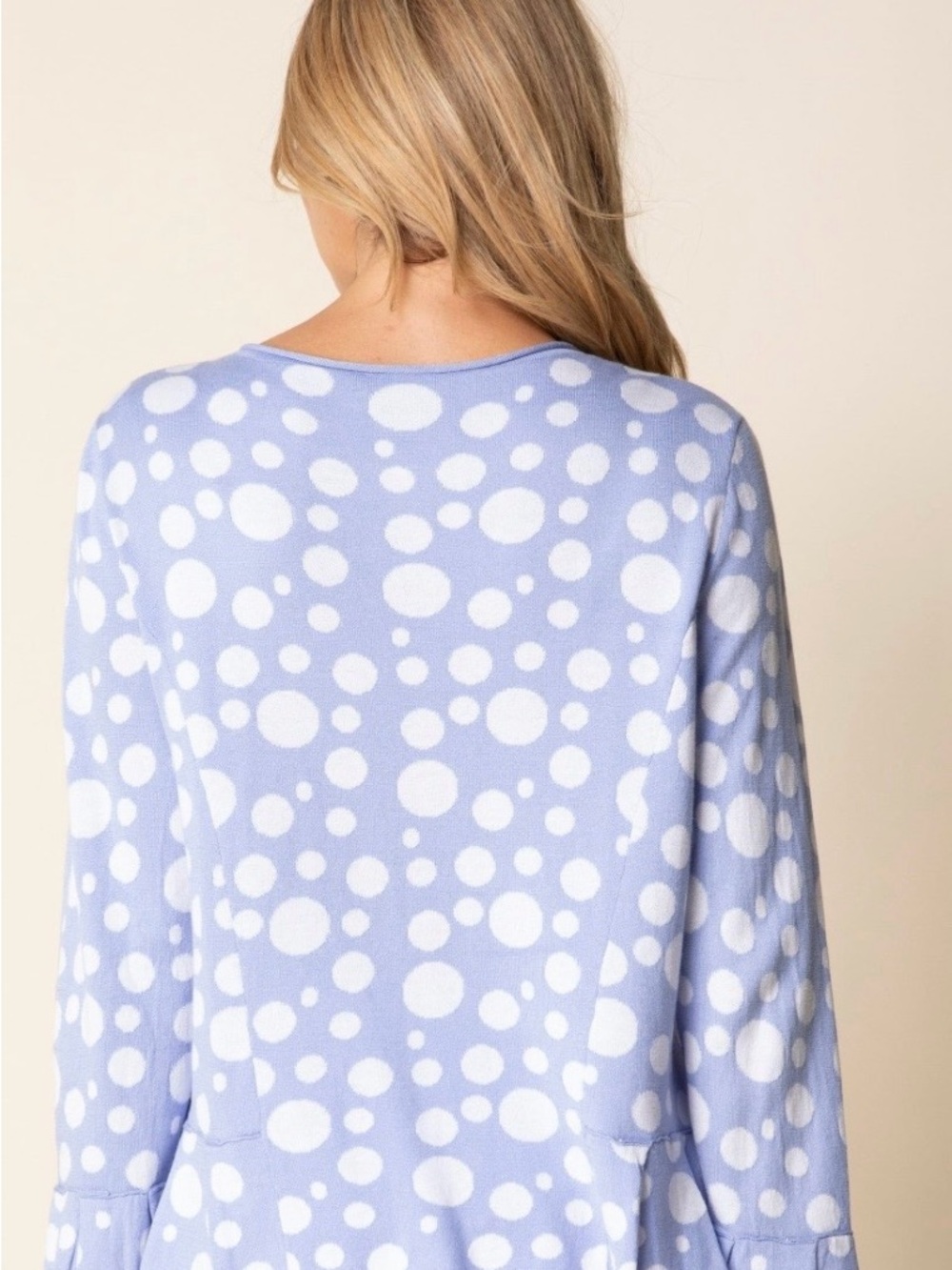 Habitat Light Blue and White Polka Dot Cardigan Sweater - Picture 2 of 8